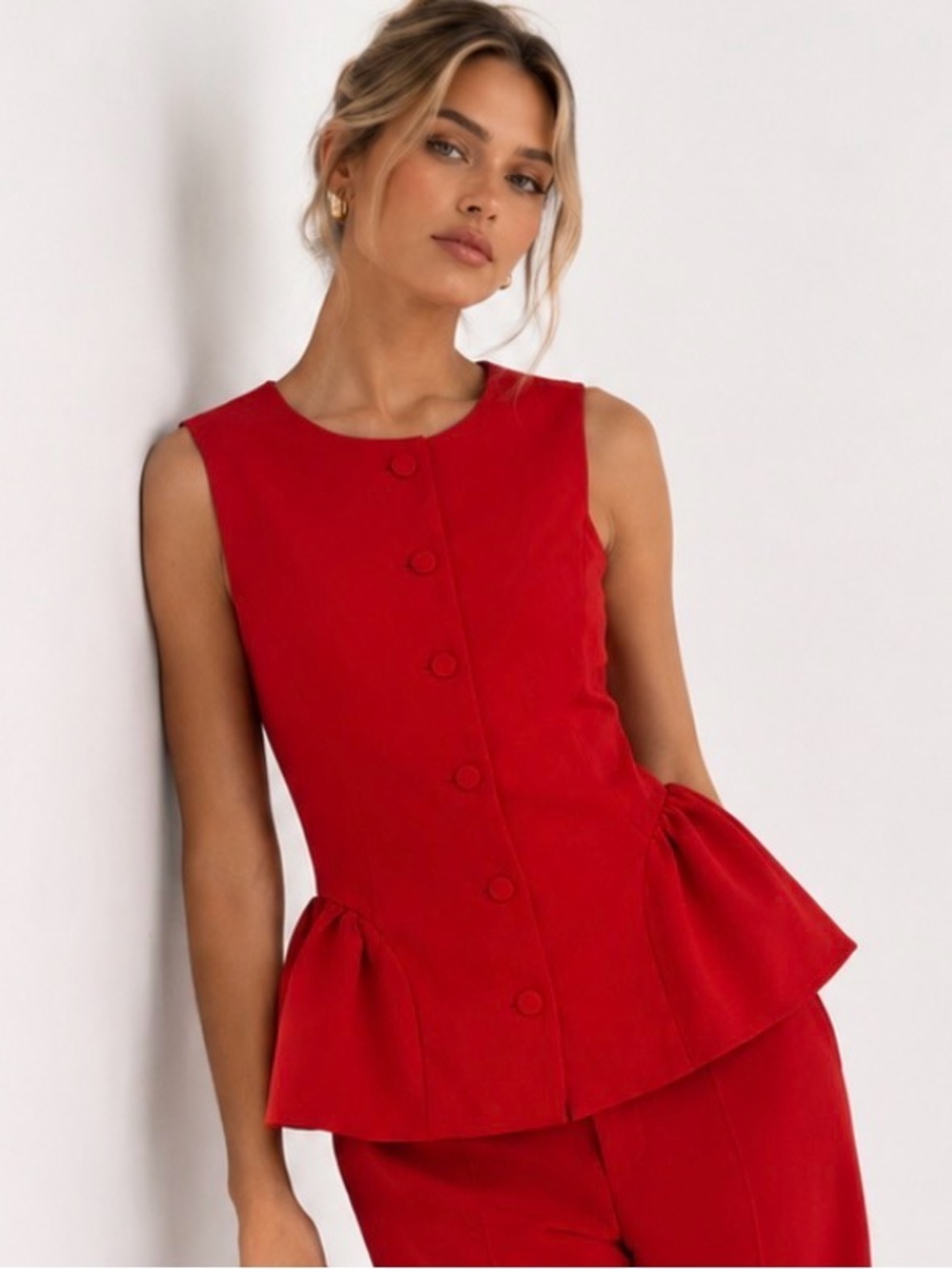 Primark Vibrant Red Sleeveless Peplum Top